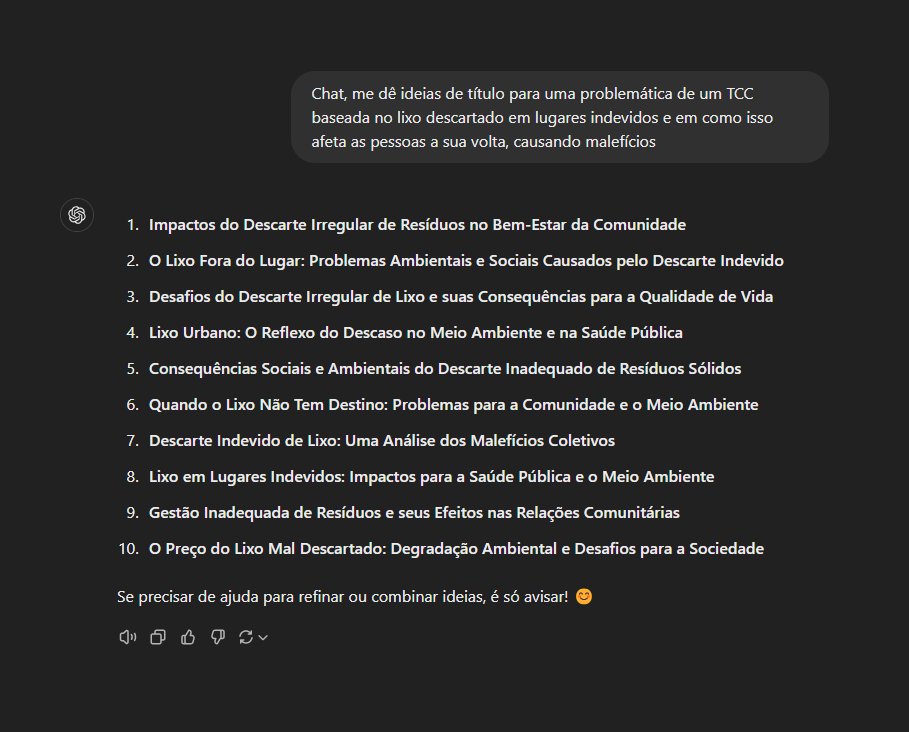 exemplo de títulos